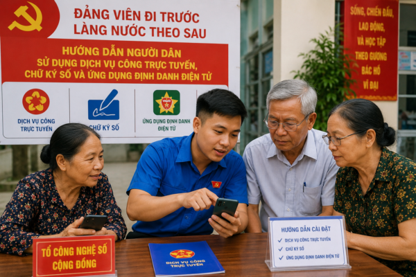 đảng viên gương mẫu trong chuyển đổi số tại khu phố